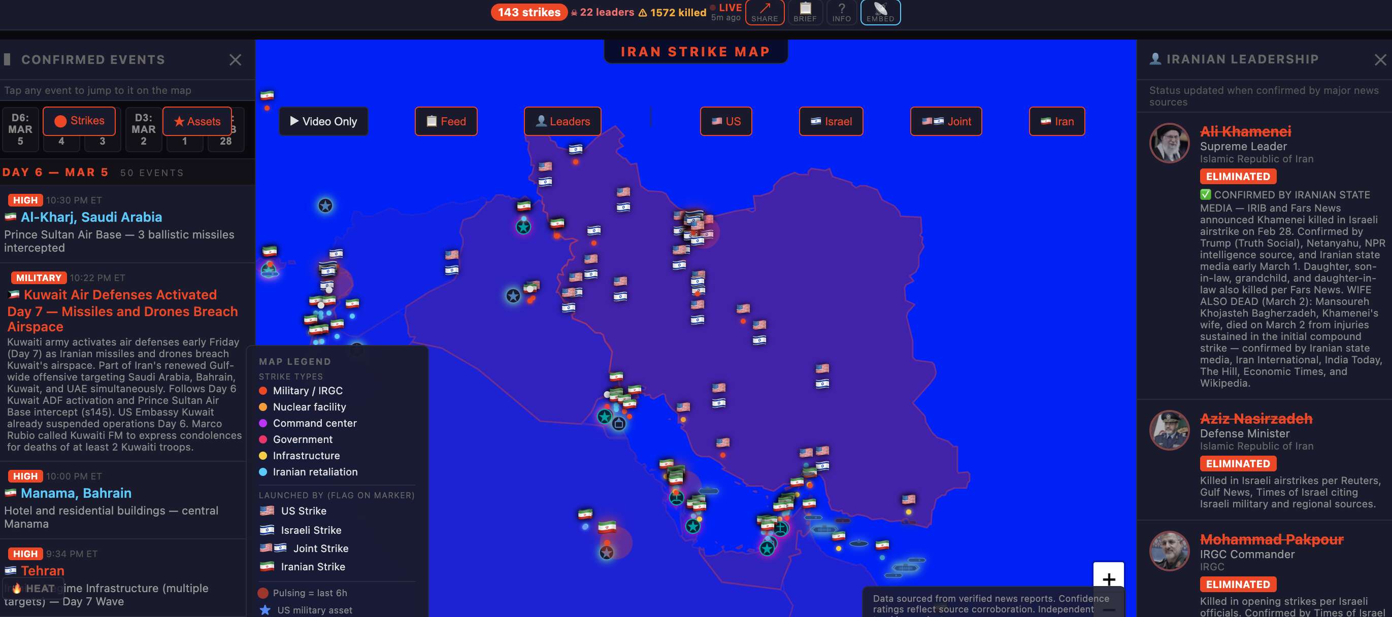 Iran Strike Map as it happens