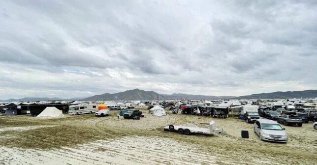 Stranded in a Swamp: Burning Man Attendees Brave Mud and Delays for Exodus