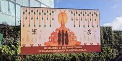 UK Indian Diaspora Celebrates Pran Pratishtha Ceremony of Ram Lalla with Digital Banners and Festive Events