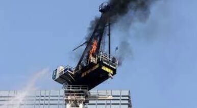 Shock and Chaos: New York City Construction Crane Engulfed in Flames and Collapses, Leaving Several Injured