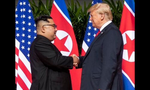 Old rivals shake hands on denuclearisation Old rivals shake hands on denuclearisation