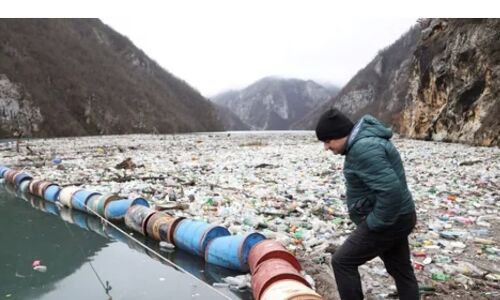 Visegrads Tourist Paradise Threatened by Massive Floating Waste Dump in Drina River