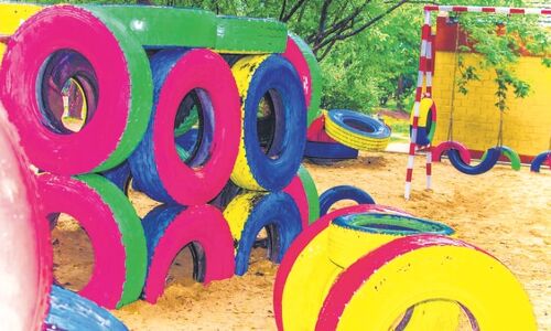 Old tyres get a second run in playgrounds